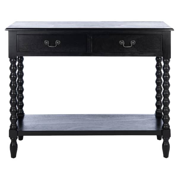 SAFAVIEH Athena 2-Drawer Black Wood Console Table