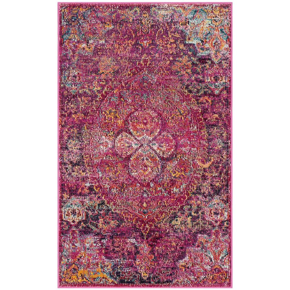 Reversible Fuchsia/Purple Synthetic 3' x 5' Area Rug