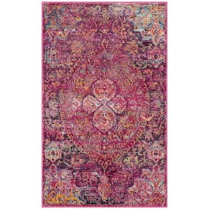 Crystal Fuchsia/Purple Doormat 3 ft. x 5 ft. Border Area Rug