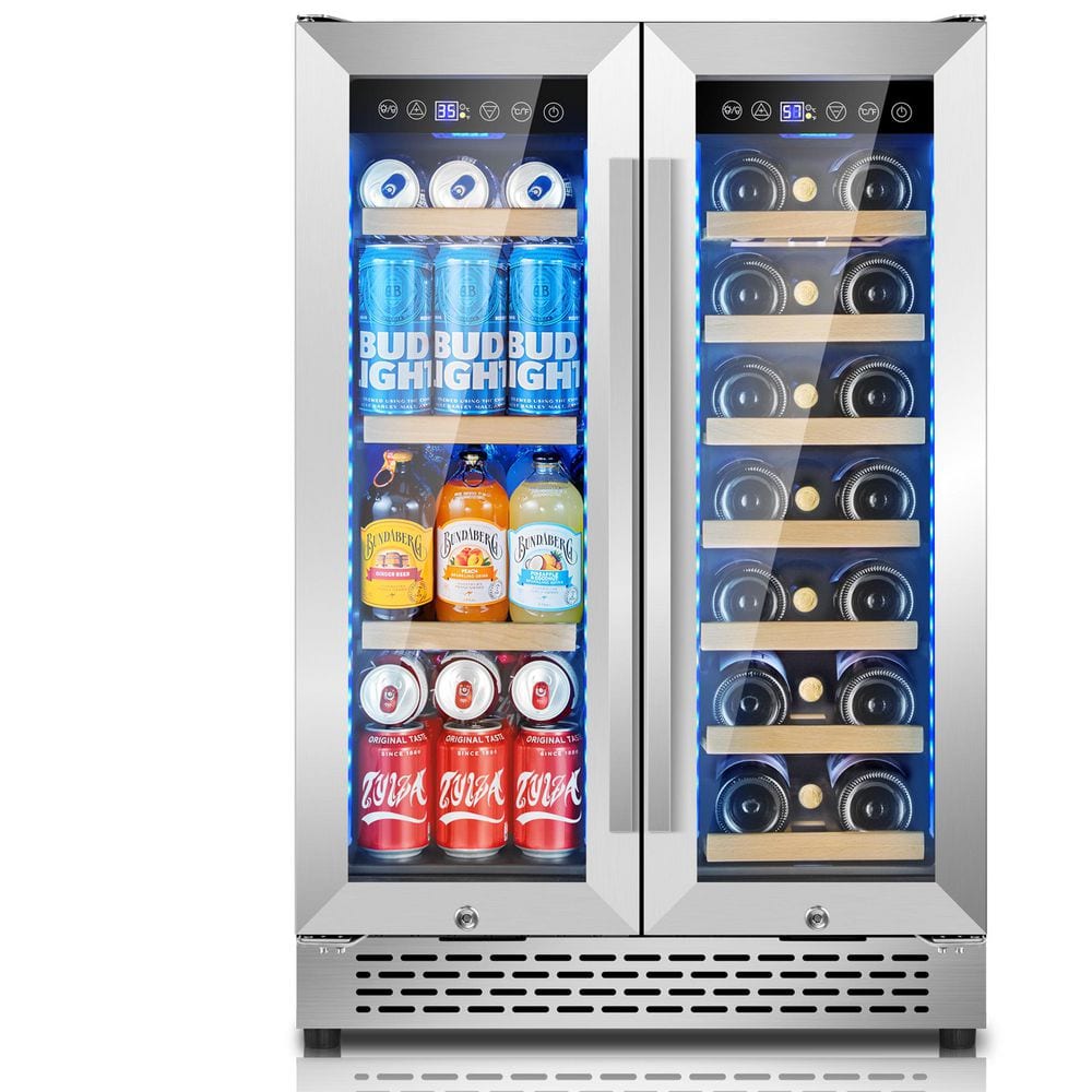 23.4 in. Dual Zone Built In/Freestanding Wine and Beverage Cooler, 21-Bottles and 58-Cans, RGB LED, Stainless Steel price history on PriceWatchPro