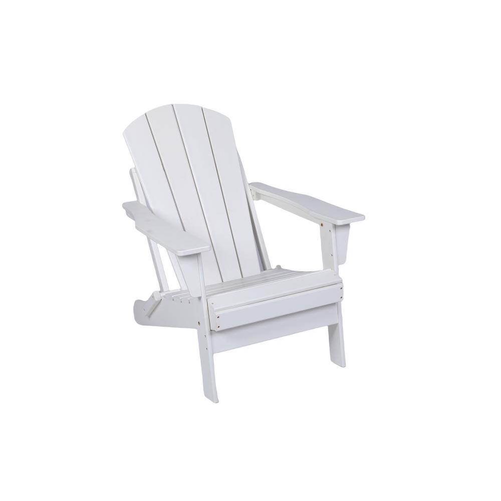 Antique White HDPE Folding Outdoor Adirondack Chair
