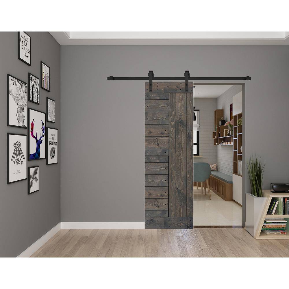 L Series 30 in. x 84 in. Dark Gray Finished Solid Wood Barn Door Slab - Hardware Kit Not Included price history on PriceWatchPro