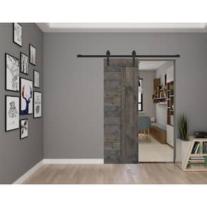 L Series 30 in. x 84 in. Dark Gray Finished Solid Wood Barn Door Slab - Hardware Kit Not Included