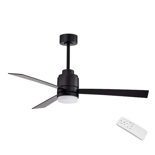 Edvivi Newton Contemporary 52 in. Integrated LED Indoor Black 3-Blade 6-Speeds Ceiling Fan with Light Kit and Remote Control