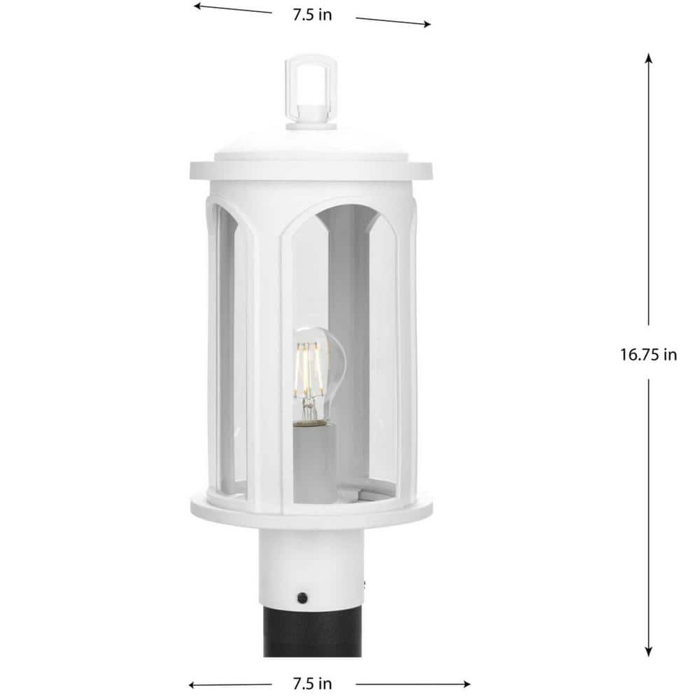Gables 17" Satin White Outdoor Post Lantern with Clear Glass