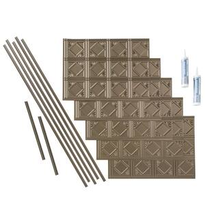 Traditional 4 18 in. x 24 in. Argent Bronze Vinyl Decorative Wall Tile Backsplash 15 sq. ft. Kit