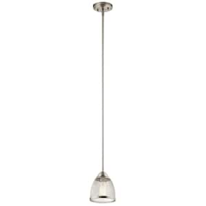 Voclain 1-Light Brushed Nickel Vintage Industrial Shaded Kitchen Mini Pendant Hanging Light with Mesh Shade