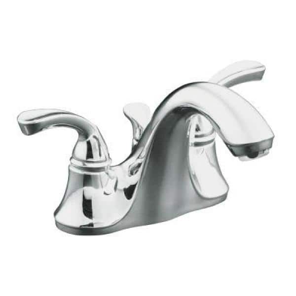 Elegant Forte Polished Chrome 4" Centerset Double-Handle Bathroom Faucet