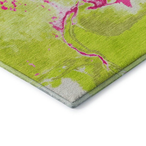 Mayfield Premium Machine Washable Abstract AMF1005 Lime 2 ft. 3 in. x 7 ft. 6 in. Runner Rug
