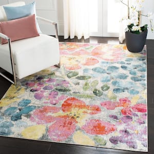 Lillian Blue/Yellow 5 ft. x 8 ft. Abstract Floral Gradient Area Rug