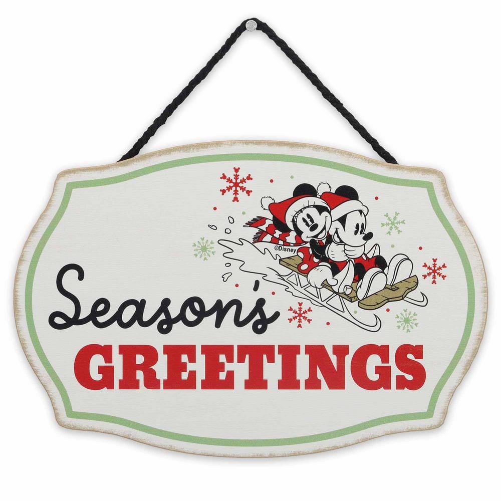 Disney 6 in. White Mickey and Minnie Mouse Season's Greetings