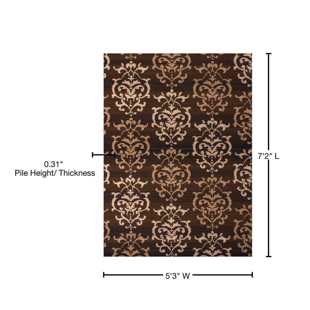 Dallas Countess Brown and Ivory Synthetic 5' x 7' Area Rug