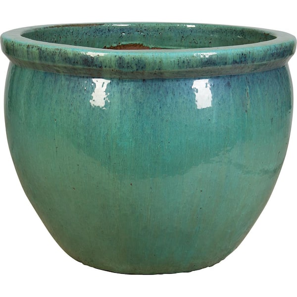 Unbranded 19 in. Azul Ceramic Gardener Pot
