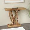 Litton Lane 32 in. x 36 in. Brown Rectangle Teak Wood Handmade Live Edge Tree Branch Console Table 046558