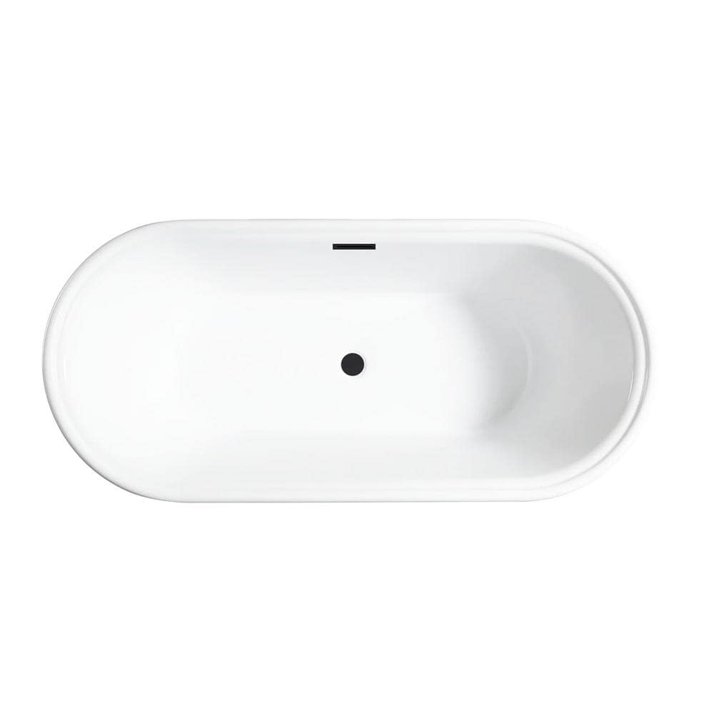 59" White Freestanding Acrylic Soaking Bathtub
