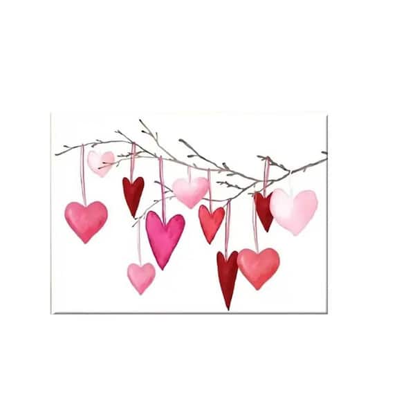 Romantic Red and Pink Heart Design with, 16 x 24, Solid Wood Frame Ideal for Living Room