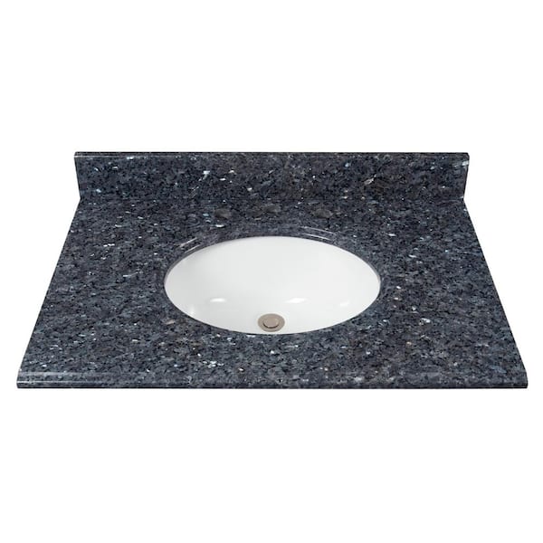 Home Decorators Collection 31 in. W x 22 in D Granite White Round Single Sink Vanity Top in Blue