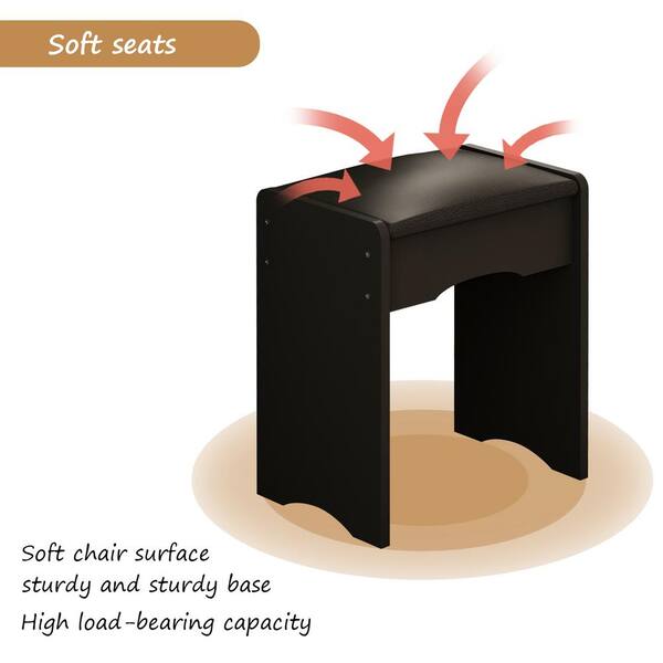 FUFU&GAGA 5-Drawers Black Makeup Vanity Sets Wood Dressing FUFU&GAGA 5-Drawers Black Makeup Vanity Sets Wood Dressing