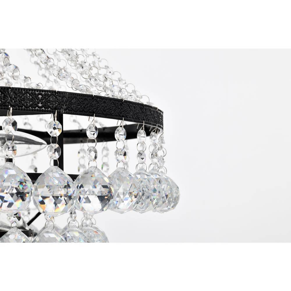 Edvivi Lighting Antique Black Finish 7-Light Empire Four Tier Chandelier with Crystals Hanging