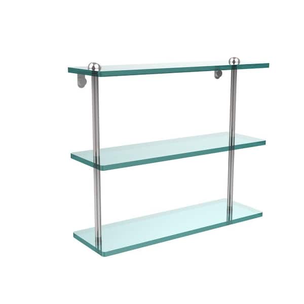 3 Tier Clear Glass Bathroom Shelf, Home Depot Glass Wall Shelves