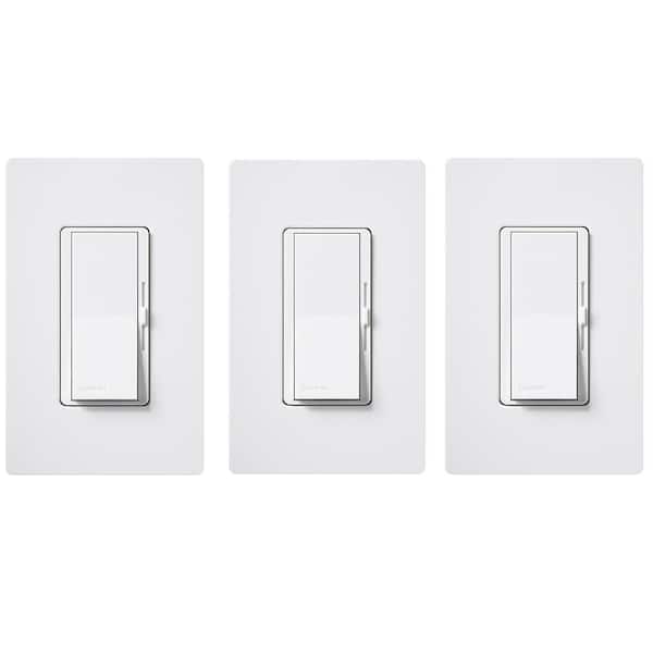 Lutron Diva LED+ Dimmer Switch w/Wallplate for Dimmable LED Bulbs, 150-Watt/Single-Pole or 3-Way, White (DVWCL-3PK-WH) (3-Pack)