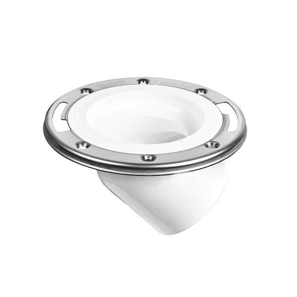 Oatey 3 in. PVC Open Spigot Toilet Flange with 45 Deg. Angle and Stainless Steel Ring
