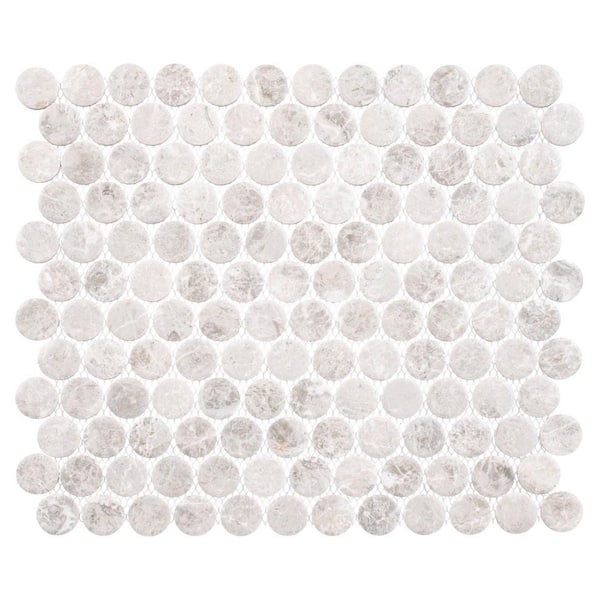 Estavo Tilford Grey 3/4-in. x 3/4 in. Penny Round Matte Porcelain Floor and Wall Mosaic Tile (9.5 sq. ft. / Case)