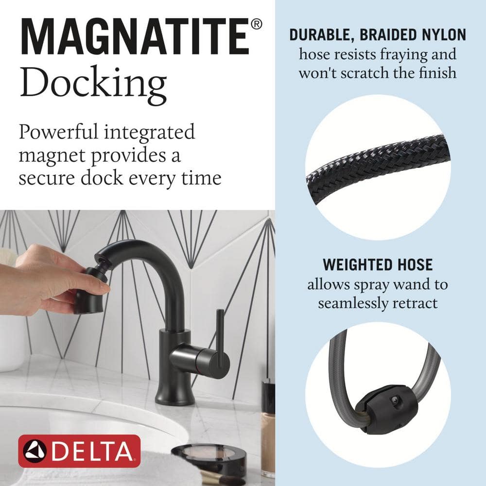 Matte Black Single Handle Pull Down Bathroom Faucet