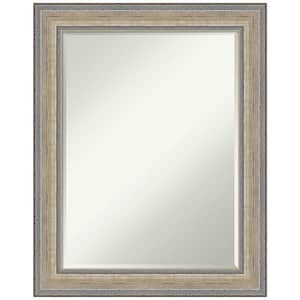 Fleur Silver 23.25 in. x 29.25 in. Petite Bevel Traditional Rectangle Wood Framed Bathroom Wall Mirror in Silver