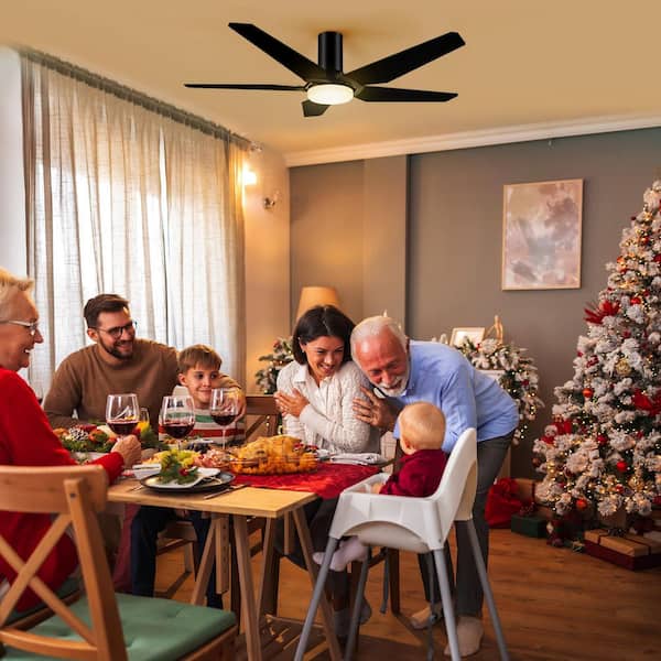 Voyager 52 in. Dimmable LED Indoor/Outdoor Black Smart Ceiling Fan with Light and Remote, Works with Alexa/Google Home