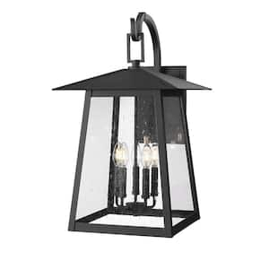 Rainer 27 in. Black Outdoor Hardwired Wall Sconce with no bulbs included