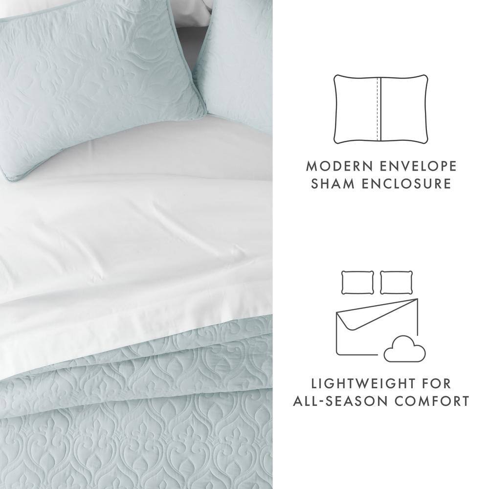 Pale Blue Microfiber Twin Kids Unisex Quilt Set