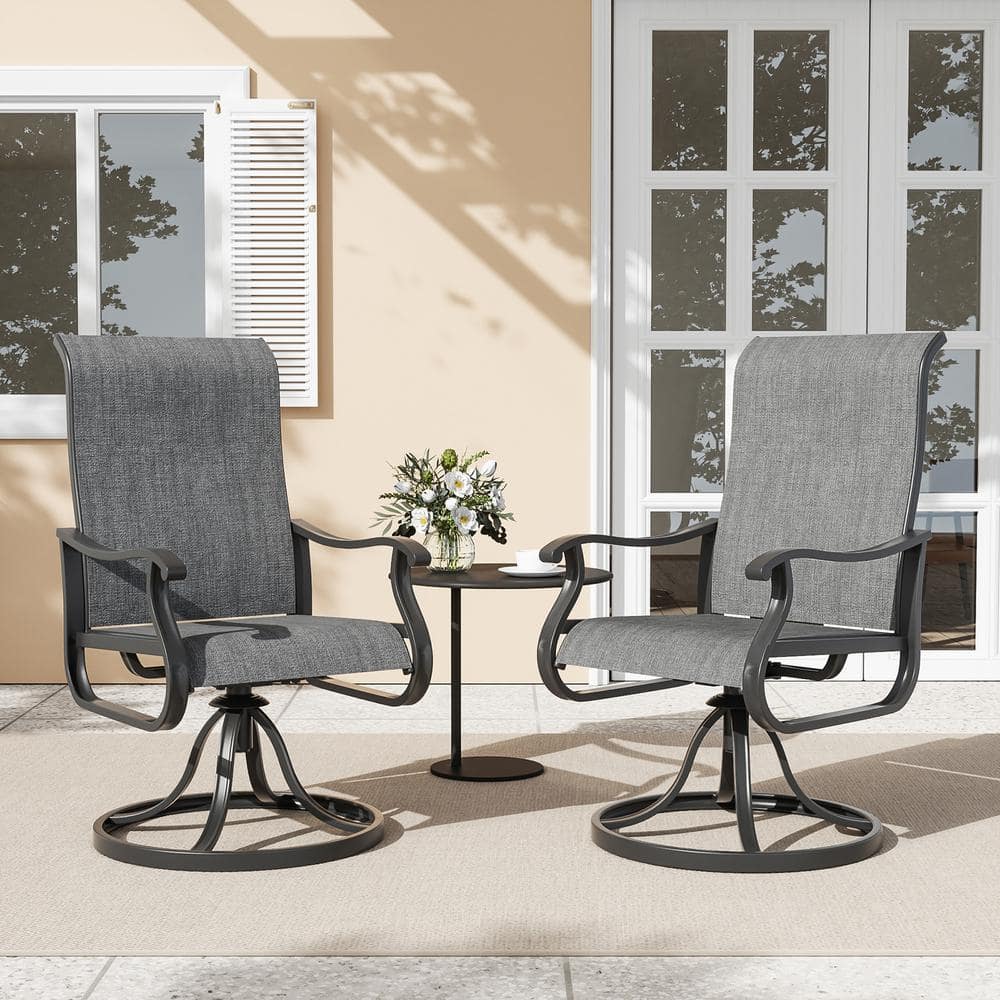 ELPOSUN Swivel Metal Sling Outdoor Dining Chair