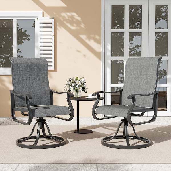 ELPOSUN Swivel Metal Sling Outdoor Dining Chair