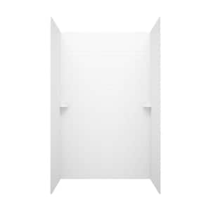 36 in. x 36 in. x 96 in. 3-Piece Solid Surface Subway Tile Easy Up Adhesive Alcove Shower Surround in White