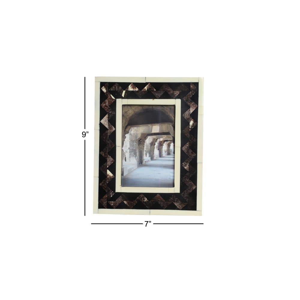 Black and Brown Resin and Bone Rectangular Picture Frame