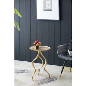 16.1 in. Gold Round Metal Side Table