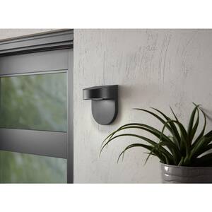 Black Outdoor LED Wall Lantern Sconce with Frosted Glass