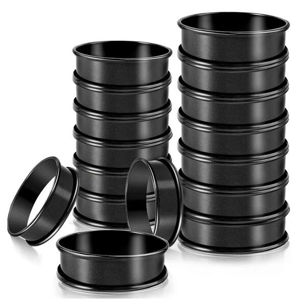 12 Pack 4 Inch Stainless Steel Muffin & Tart Rings - Double Rolled Nonstick Baking Molds