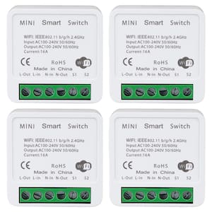 WiFi Smart Light Switch Compatible with Alexa/Google APP Remote Voice Control Timer Function LAN 2-Way 16A 4-Pack