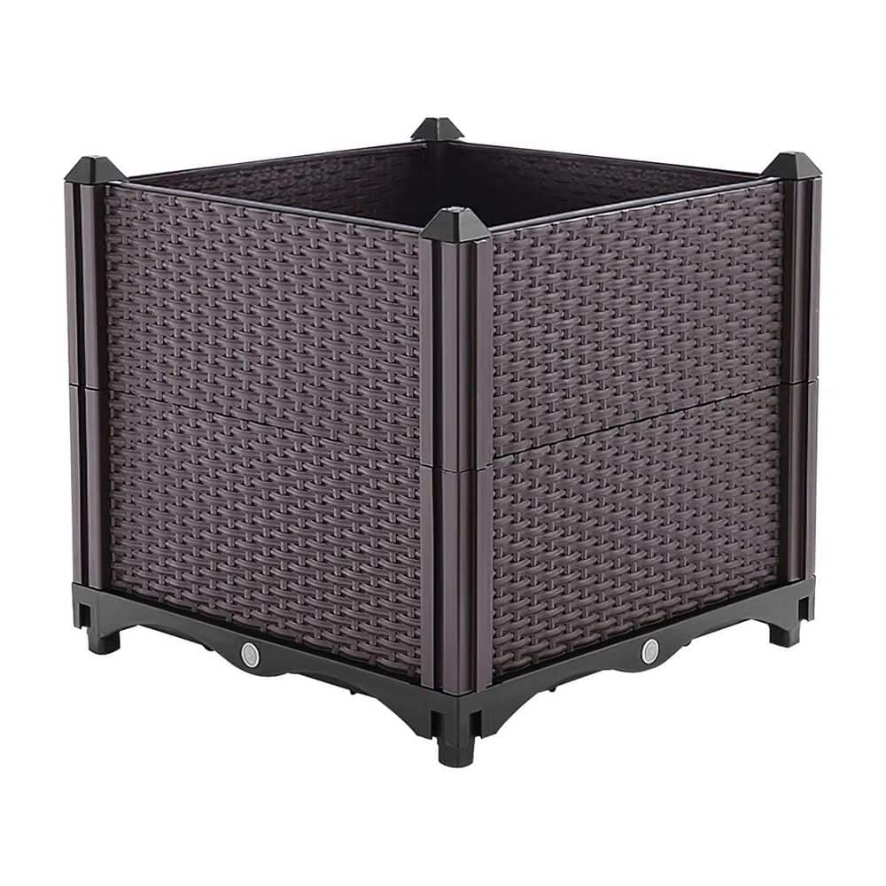 Cubilan 11.8 x 11.8 x 13.8 in. Brown Plastic Rectangular Outdoor Raised ...