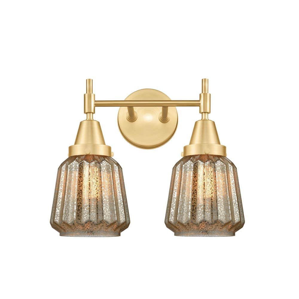 Chatham 15.25 in. 2-Light Satin Gold Vanity Light with Glass Shade price history on PriceWatchPro