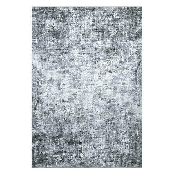 Jayden Light Gray 9 ft. x 12 ft. Woven Abstract Polyester Area Rug