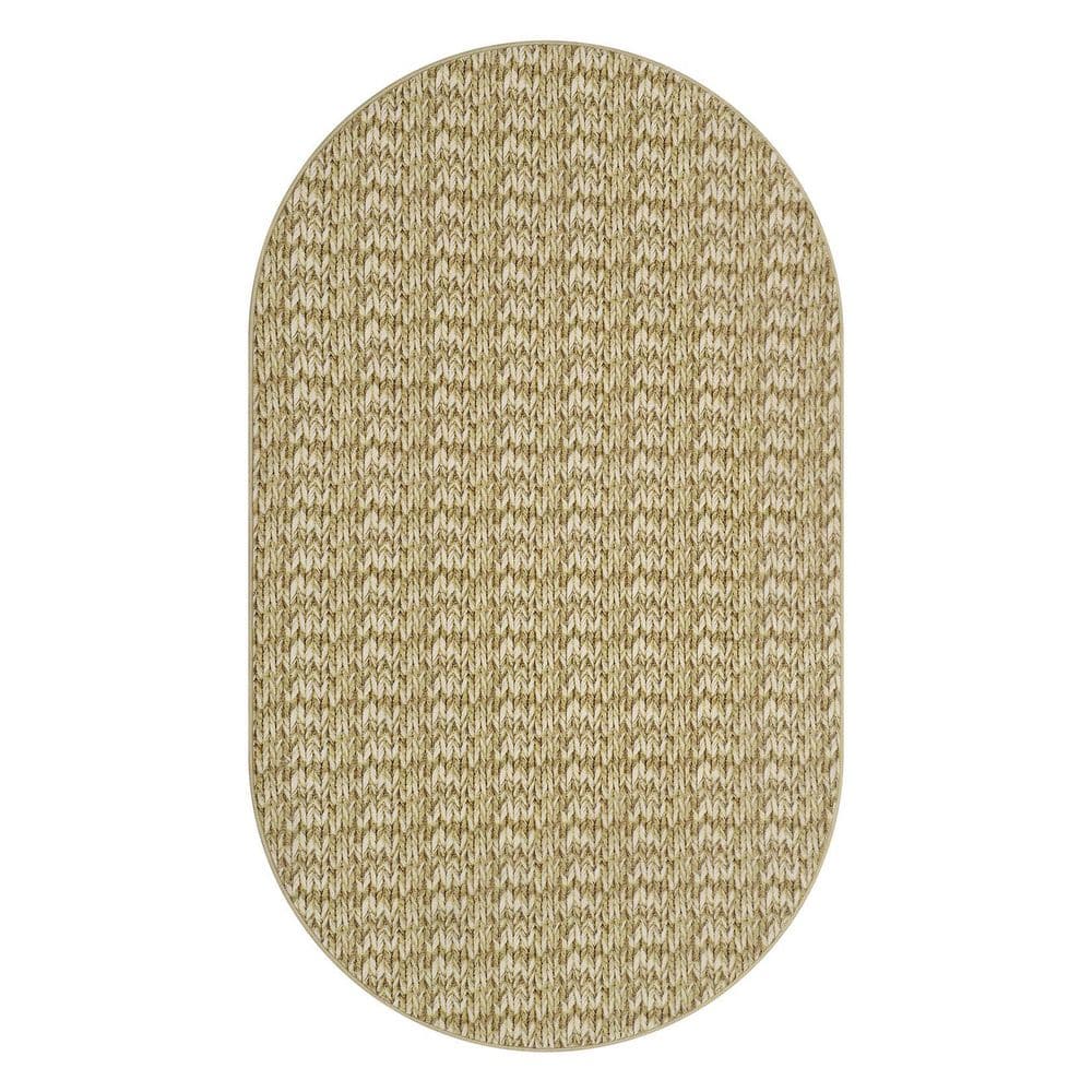 Polyester Oval Rug Garvee Camel 3 ft. x 5 ft. Oval Polyester Washable Modern Geometric ...