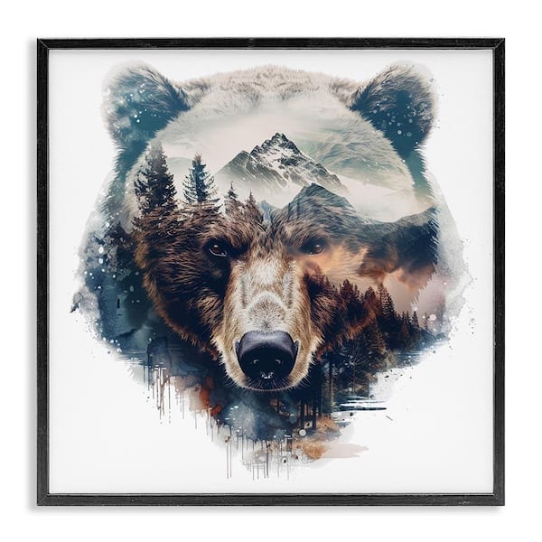 Stupell Industries Bear Head Silhouette by LSR Design Studio Black Framed Animal Giclee Art Print 17 in. x 17 in.