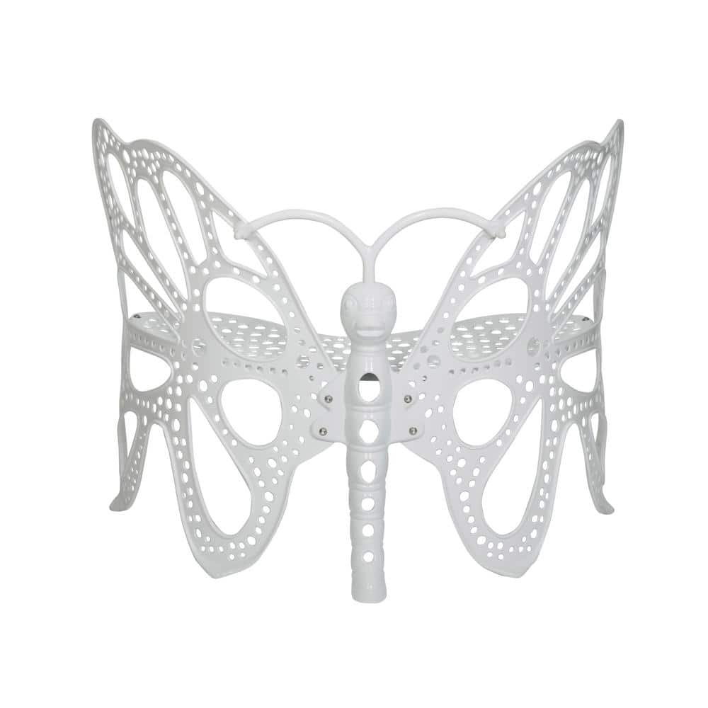 Whimsical White Aluminum Butterfly Garden Bench - 38in