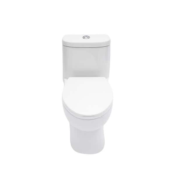 26 in. 1-Piece 1.1/1.6 GPF Dual Flush Elongated Toilet in White Seat Included
