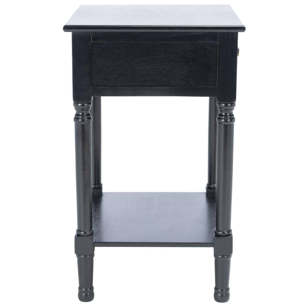 Halton Black Wood 22" Rectangular Accent Table with Storage