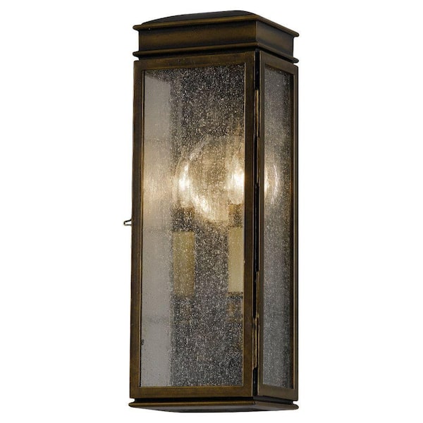 Generation Lighting Whitaker 2-Light Astral Bronze Outdoor 17.25 in. Wall Lantern Sconce