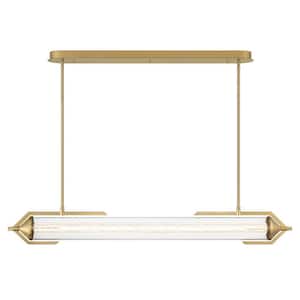 Espada 36-Watt Integrated LED Gold Linear Chandelier with Clear Glass Shades